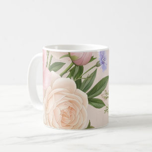 Romantisches Rosengarten-Blütenmuster in rosafarbe Kaffeetasse