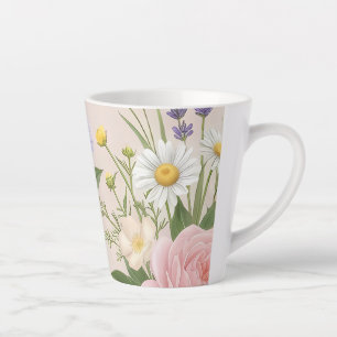 Romantisches Rosengarten-Blütenmuster in rosafarbe Milchtasse