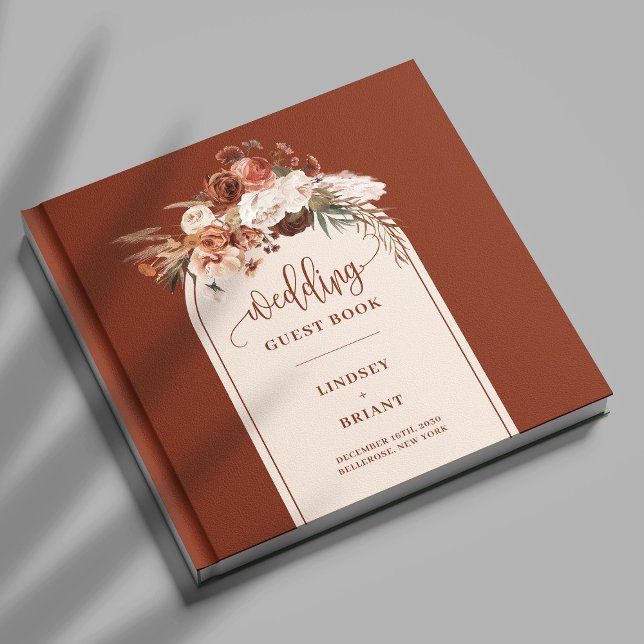 Romantisches Rost Pampas Grass Boho Floral Gästebu Gästebuch (Romantic Rust Pampas Grass Boho Floral Guest Book)