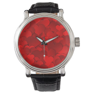 Romantisches Rot-Herz-Texturmuster-19909 Armbanduhr