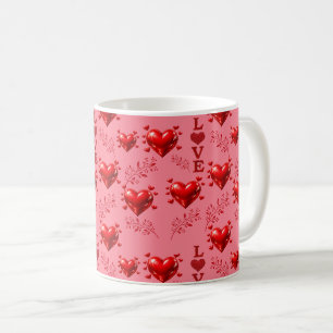 Romantisches Rot-Herzen-Liebe-Geschenkpapier-Muste Kaffeetasse