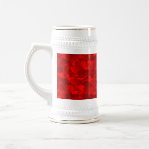 Romantisches Rot Liebesherzen Texturmuster Bierglas