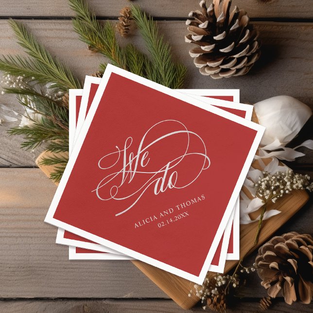 Romantisches Rot macht kalligraphische Hochzeit Serviette (A lovely choice for holiday weddings.)