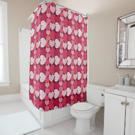 Romantisches Rot-Pink-Puzzle-Herzmuster Duschvorhang