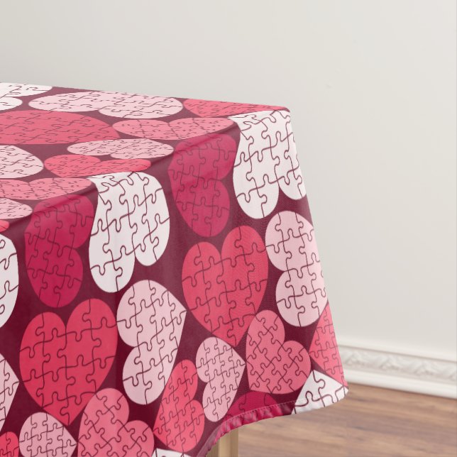 Romantisches Rot-Pink-Puzzle-Herzmuster Tischdecke (Beispiel)