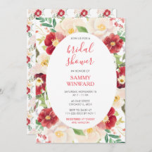 Romantisches Rot-und Creme-Blume-Brautparty