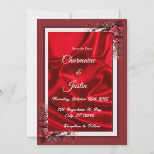 Romantisches Rot und Weiß Save the Date - Valentin Einladung