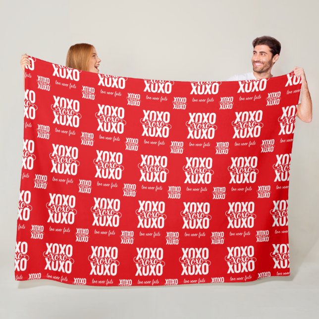 Romantisches Rot XOXO Liebe scheitert nie Valentin Fleecedecke (Beispiel)