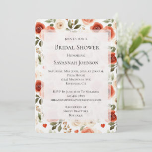 Romantisches Rote Creme Brautparty Einladung