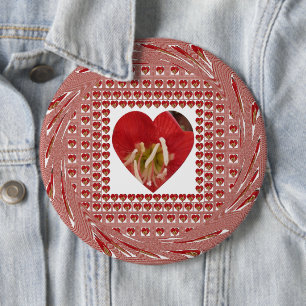 Romantisches rotes Blumenherzdesign für 4 besonder Button