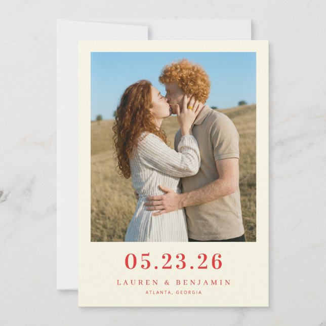 Romantisches rotes Erdfoto Save The Date (Vorderseite)