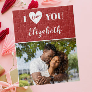 Romantisches rotes Foto Ich liebe dich Valentinsta Puzzle