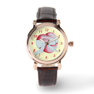 romantisches rotes Herz gebunden mit weißem Armbanduhr