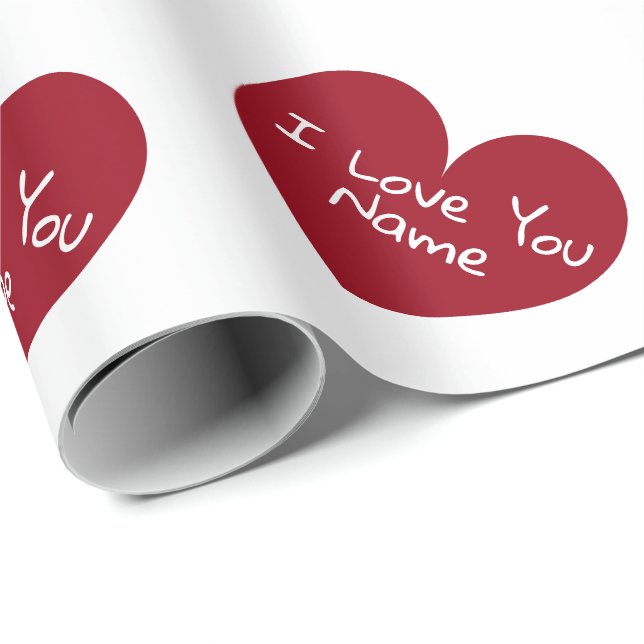 Romantisches rotes Herz in Liebe personalisierter  Geschenkpapier (Rolleneckpunkt)