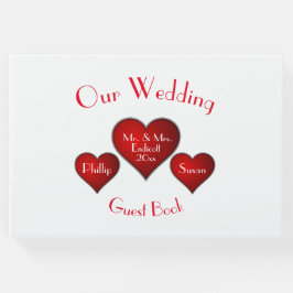 Romantisches Rotes Herz mit Name und Hochzeitdatum Gästebuch