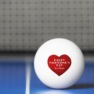 Romantisches Rotes Herz mit Name Valentinstag Tischtennisball