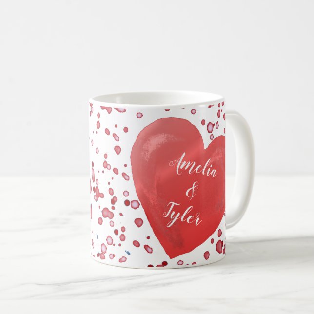 Romantisches Rotes Herz mit Namen Kaffeetasse (VorderseiteRechts)