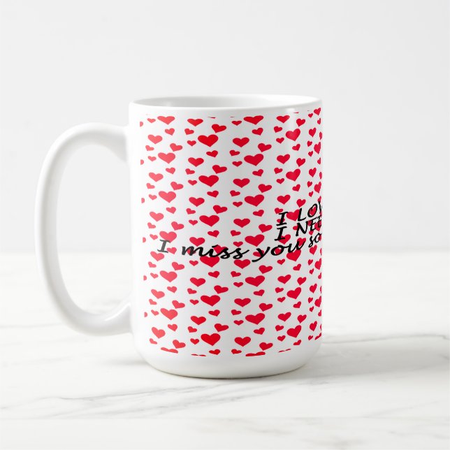 Romantisches rotes Herz-Muster Kaffeetasse (Links)