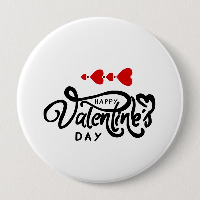 Romantisches Rotes Herz Valentinstag Design Button (Vorderseite)