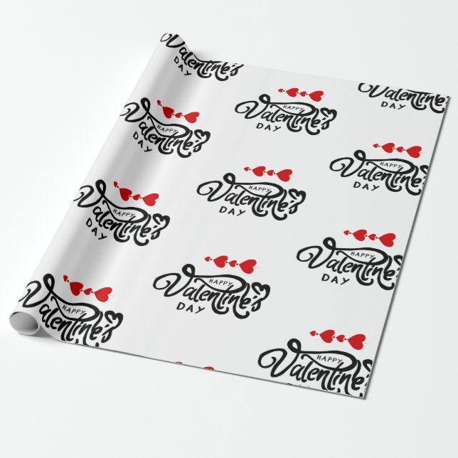 Romantisches Rotes Herz Valentinstag Design Geschenkpapier (Ungerollt)