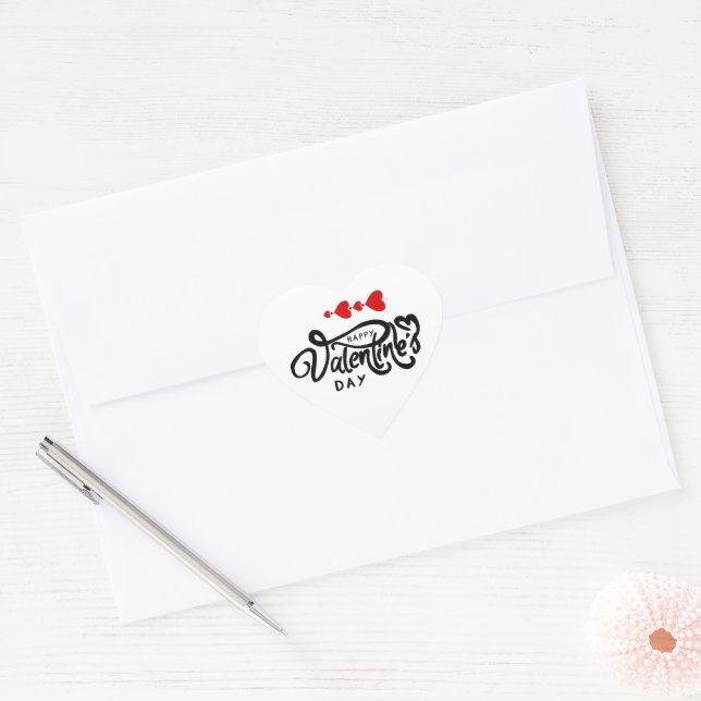 Romantisches Rotes Herz Valentinstag Design Herz-Aufkleber (Umschlag)