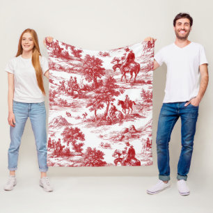Romantisches rotes Pastoral-Toile-Naturmuster Fleecedecke