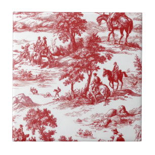 Romantisches rotes Pastoral-Toile-Naturmuster Fliese