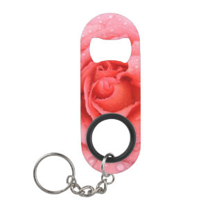 Romantisches rotes rosa Rosenwasser-Tröpfchen Schlüsselanhängerflaschenöffner