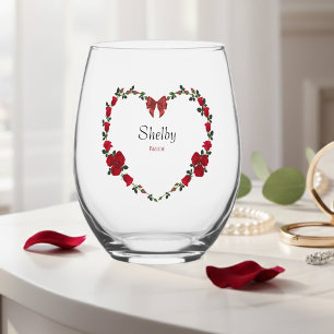 Romantisches rotes Rosenherz Braut-Trinkset Weinglas Ohne Stiel