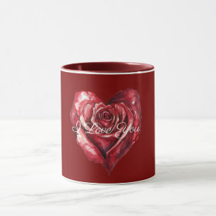 Romantisches rotes Rosenherz Liebe Tasse