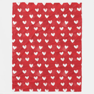 Romantisches Rotes Weißes Herz Fleecedecke
