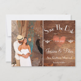 Romantisches rustikales Foto Herz & Holz Save the  Einladung