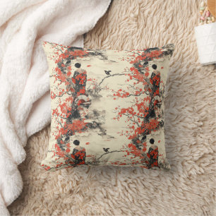 Romantisches Sakura-Kimono-Paar-Muster (2) Kissen