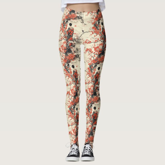 Romantisches Sakura-Kimono-Paar-Muster (2) Leggings (Vorderseite)