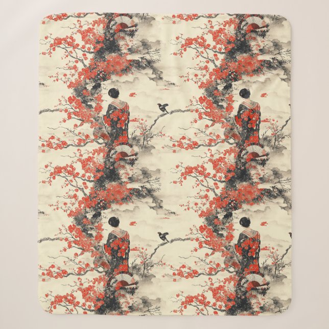 Romantisches Sakura-Kimono-Paar-Muster (2) Sherpadecke (Vorderseite)