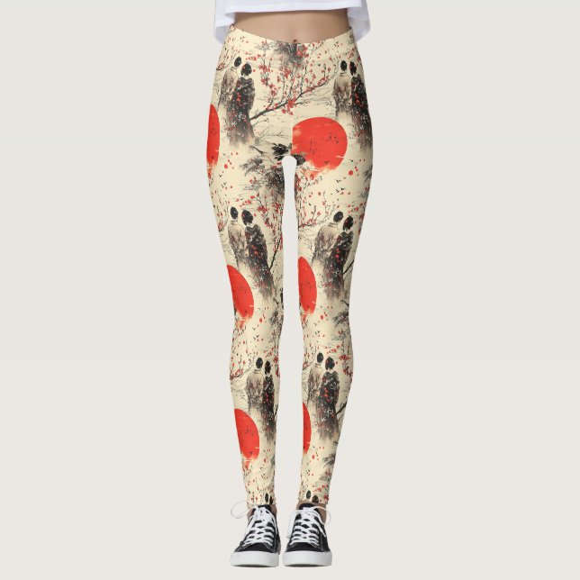 Romantisches Sakura-Kimono-Paar-Muster (3) Leggings (Vorderseite)