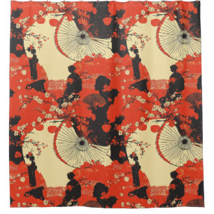Romantisches Sakura-Kimono-Paar-Muster (5) Duschvorhang