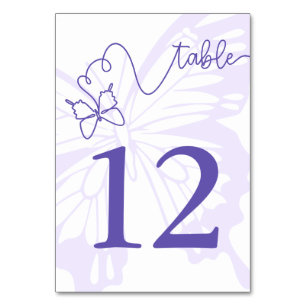 Romantisches Schild "Lilac Butterfly Garden Weddin Tischnummer