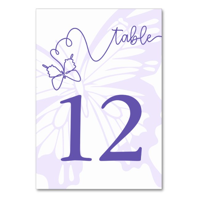 Romantisches Schild "Lilac Butterfly Garden Weddin Tischnummer (Vorderseite)