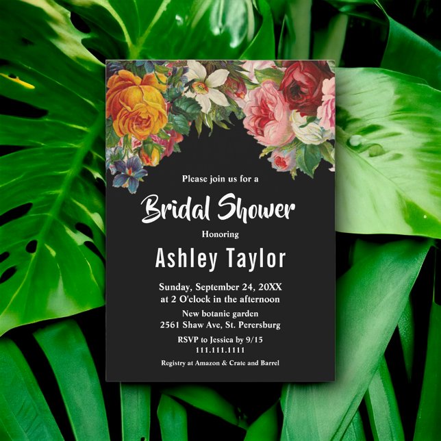 Romantisches Schwarz-Weiß-Brautparty Einladung (Von Creator hochgeladen)