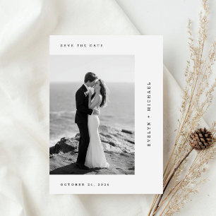 Romantisches Schwarz-Weiß-Hochzeitsfoto Save The Date