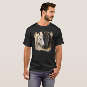 Romantisches Schwarz-Weiß-Pferd-Aquarell-Design T-Shirt