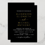Romantisches Schwarzes Gold Hochzeit Folieneinladung<br><div class="desc">Black and Gold Foil elegante und moderne Einladungen zum Hochzeitsfeiern - inklusive schöner und eleganter Schrift-Typografie.</div>