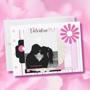 Romantisches Scrapbook Foto Valentine Feiertagskarte