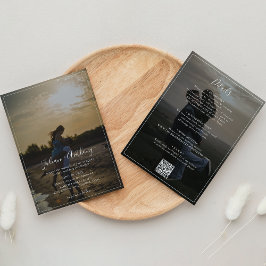 Romantisches Script-Foto Hochzeit Einladung