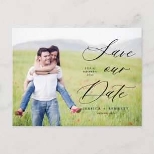 Romantisches Script-Foto Save the Date Postkarte
