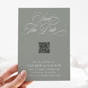 Romantisches Script QR Code Sage Green Save The Date