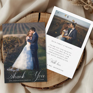 Romantisches Script Wedding 2 Foto Dankeskarte