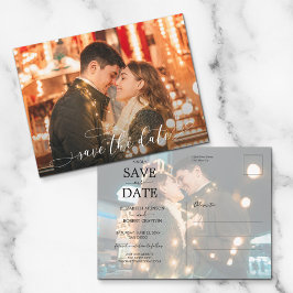 Romantisches Script Wedding Foto Save the Date Ankündigungspostkarte