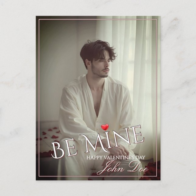 Romantisches 'Sei Mein' Valentinsdesign Postkarte (Vorderseite)